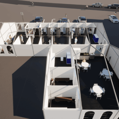 Hyra beredskapstält exteriör vy